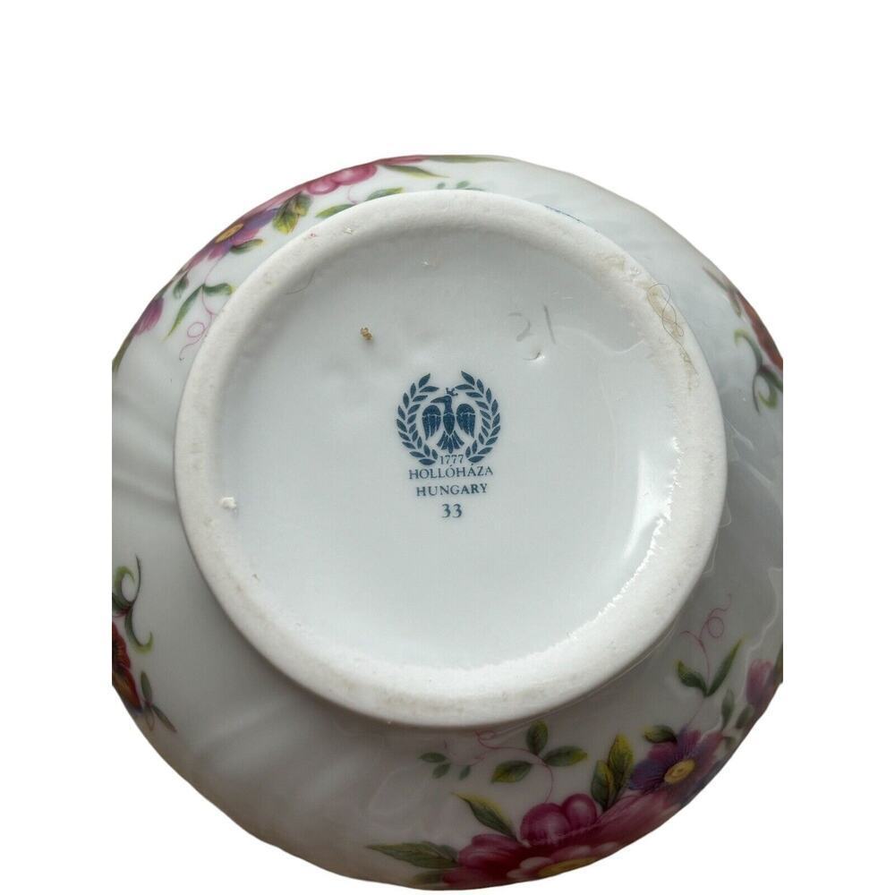 Vintage Hollohaza Porcelain Floral Candy Trinket Dish Jar w/ Lid Hungary 3D Rose - Picture 2 of 7